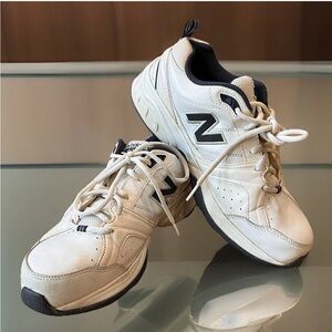 New Balance 623 White and Dark Navy Blue Lace-Up Athletic Sneakers